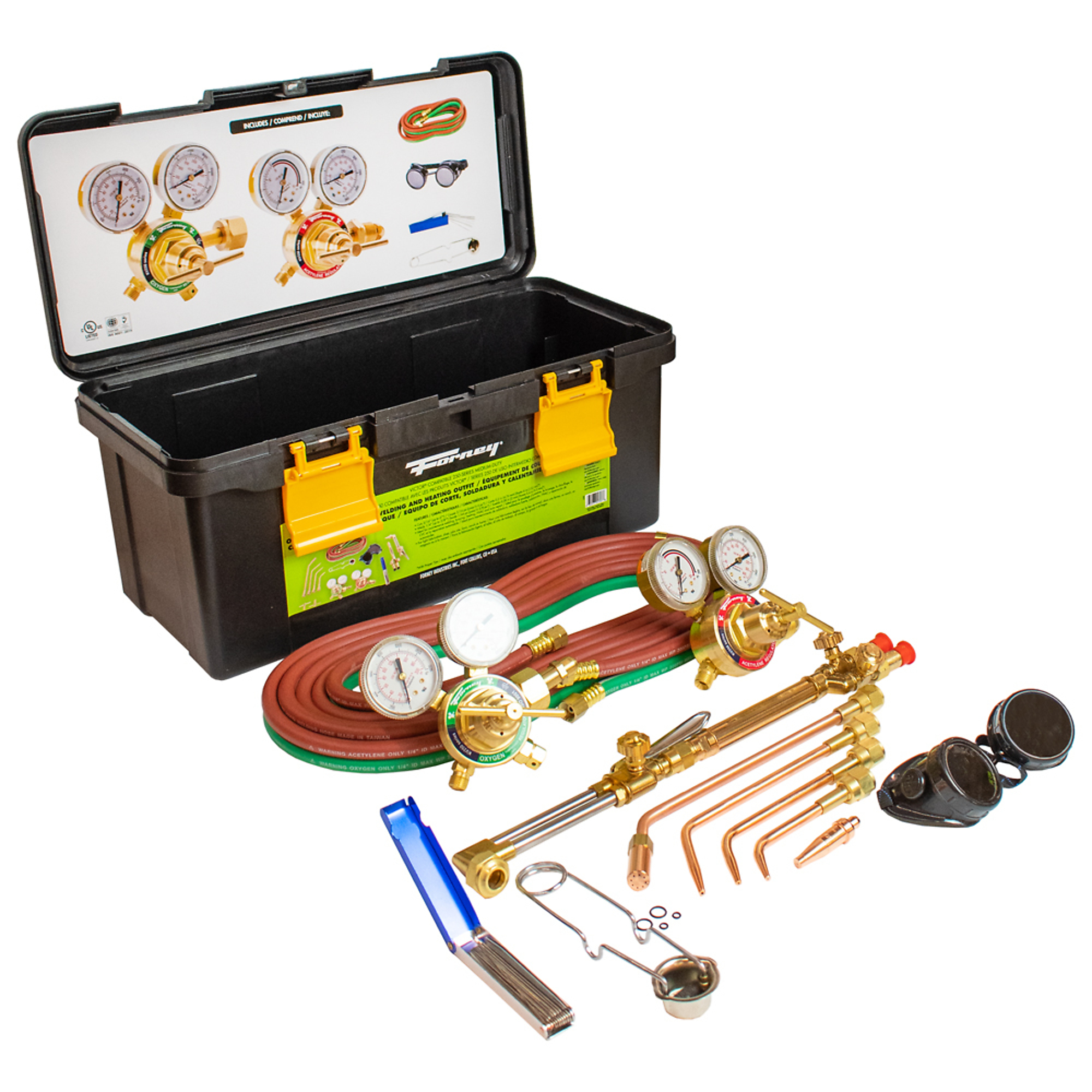Forney, Oxygen-Acetylene Cutting, Brazing and Welding Kit, Included (qty.) 1 Welding Processes Oxy-Fuel, Model# 1707